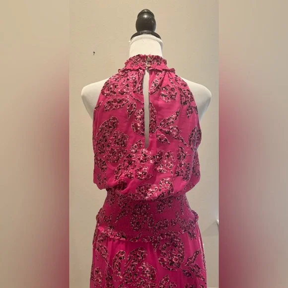 White House Black Market Floral Burnout Smocked Neck Midi Dress - Picture 8 of 12